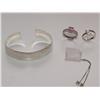 Image 1 : Silver Bracelet, Earring, 2 Rings