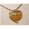 Image 1 : 14KT Heart Filled W/ 24KT Gold Flakes, Gold Chain