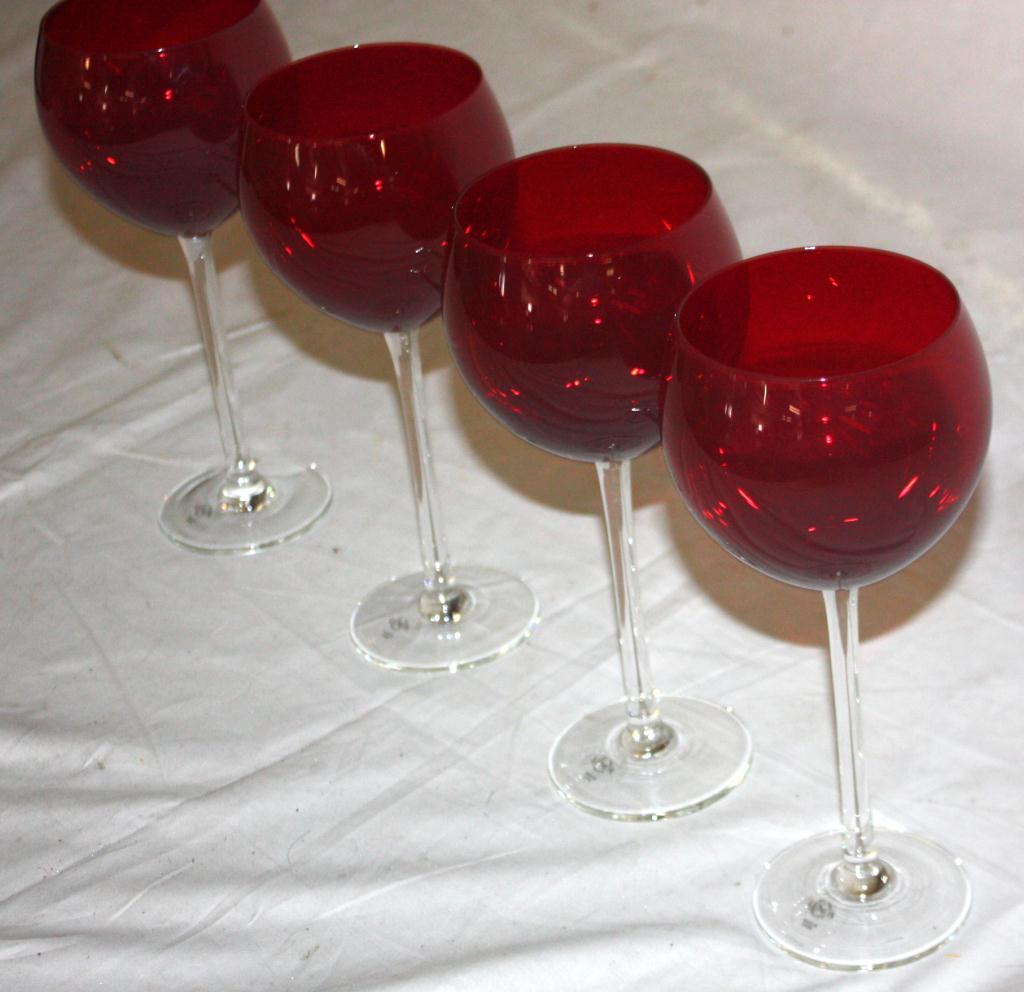4 Lenox Red Tall Glasses