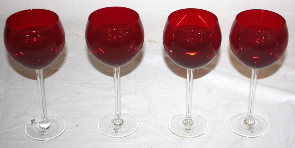 4 Lenox Red Tall Glasses