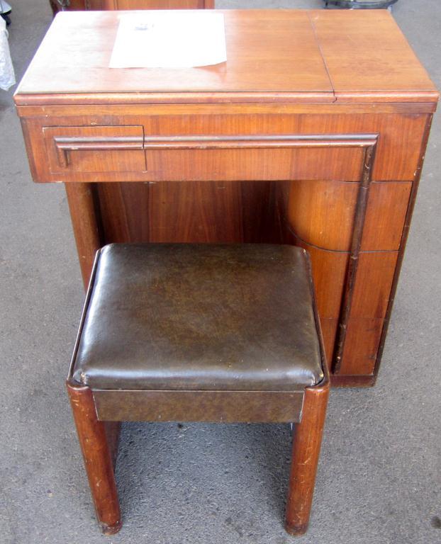 Antique Full Cab. Singer Sewing Machine and Stool
