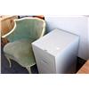 Image 3 : Lot of Cushioned Chair, File Cabinet & Board