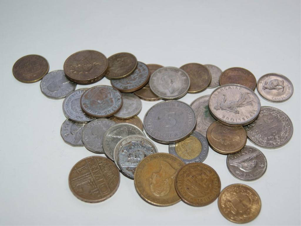 Bag Of Foreign Coins Different Denominations