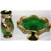 Image 1 : Bohemia Blown Art Glass Compote+Vase 22kt gold(2X)