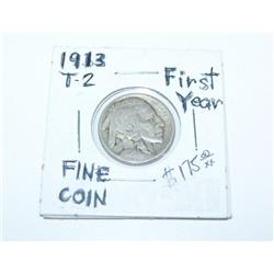 1913 Type II Buffalo Nickel (Fine Coin)