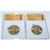 Image 1 : Lot of 2 - Franklin Pierce Gold Dollars SGS MS70