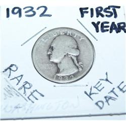 1932 Key Date First Year Washington Silver Quarter