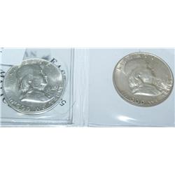 Lot of 2 - 1949 P Franklin Half Dollar AU