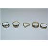 Image 1 : Lot of 5 Silver Gold Plated Rings w/ CZ Stones
