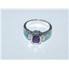 Image 1 : 1.0ctw Amethyst & Fire Opal Sterling Ring