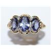 Image 1 : AAA Tanzanite & Diamond Hand made Ring - 14K Gold