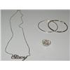Image 1 : Sterling Silver Hoop Earrings, Ring & Necklace