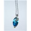 Image 1 : Silver Topaz Diamond Pendant w/ Chain - 4.4 Grams