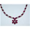 Image 1 : 14K White Gold Diamond & Ruby Necklace