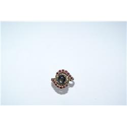 AAA Star Black Sapphire & Ruby Vintage Ladies Ring