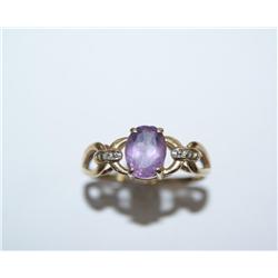 AAA Amethyst Oval & Diamonds Hand Made Ladies Ring