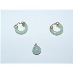 AAA Apple Green Jade Pendant & Earrings-X's BID