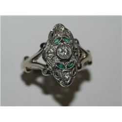 Diamonds & Emerald Diamonds Hand Made Ladies Ring