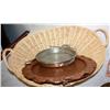 Image 2 : Lot of Kitchen Copperware Inside a Wicker Basket