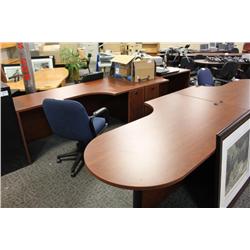 Cherry Corner Desk And Credenza Suite-L