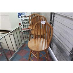 3 Oak Swivel Stools
