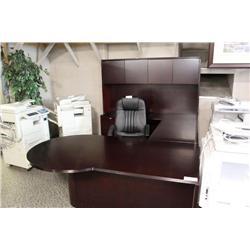 Mahogany U-Shaped P-Top Executive Office Suite