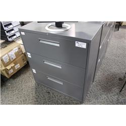 Charcoal Grey Haworth 3 Drw. Lateral File Cabinet