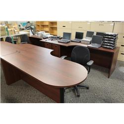 Mahogany Corner Desk And Credenza Set-R