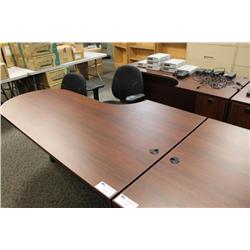 Mahogany Corner Desk And Credenza Set-L