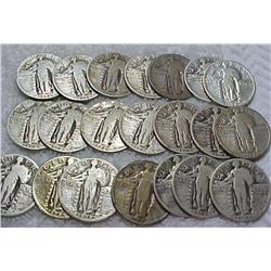 Lot of 20 Standling Liberty 25c-