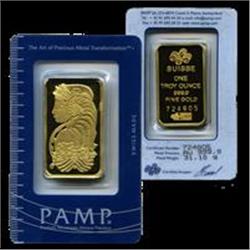 1 oz. Gold Pamp Suisse Ingot