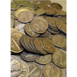 Lot of 50 Mercury Dimes- Various Dates-Circulated