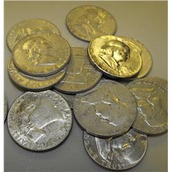 Lot of 10 Franklin 90% Silver Halves-Circulated