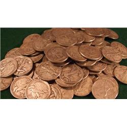 Lot of 100 Walking Liberty Halves-