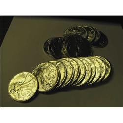 Roll of 20 Assorted Date Silver Eagles-UNC