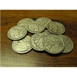 Lot of 10 Walking Liberty Halves- Mixed Dates-