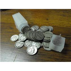 Roll of Mercury Dimes g-xf grades- 50 Coins