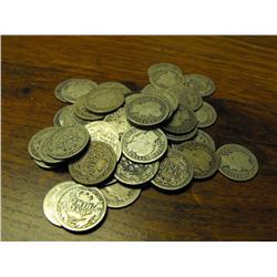 Roll of Circulated Barber Dimes- 1892-1916