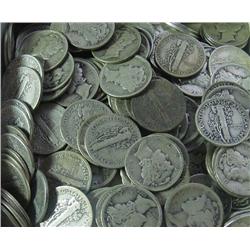 Lot of 200 Mercury Dimes- Circulated-Mixed