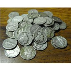 Lot of 250 Mercury DImes 90% Silver- Various