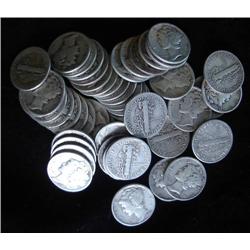 Roll of Mercury Dimes g-xf grades- 50 Coins