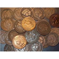Lot of 500 Indian Head Cents- circulated-