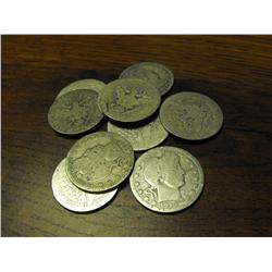Lot of 10 Barber Quarter Dollars-Circulated