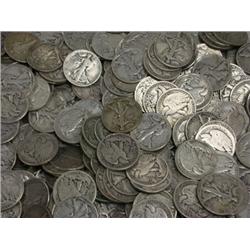 Lot of 100 Walking Liberty Halves-