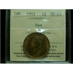 1911 1¢ ICCS MS63 Red