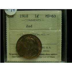 1918 1¢ ICCS MS63 Red