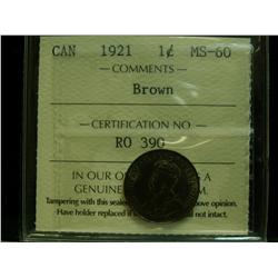 1921 1¢ ICCS MS60 BR