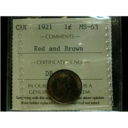 1921 1¢ ICCS MS63 RB
