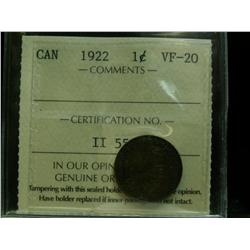 1922 1¢ ICCS VF20