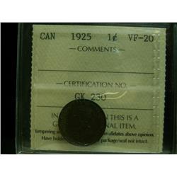 1925 1¢ ICCS VF20